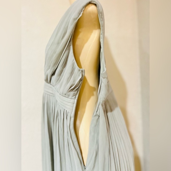 Little Mistress Pleated Lace Maxi Evening Dress in Sage colour Maternity dress 8 - Picture 14 of 15